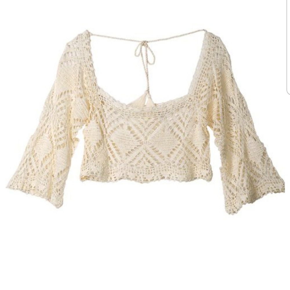 NWT L*Space Cody Crochet Summer Beach Swim Crop Top Coverup - Picture 8 of 12